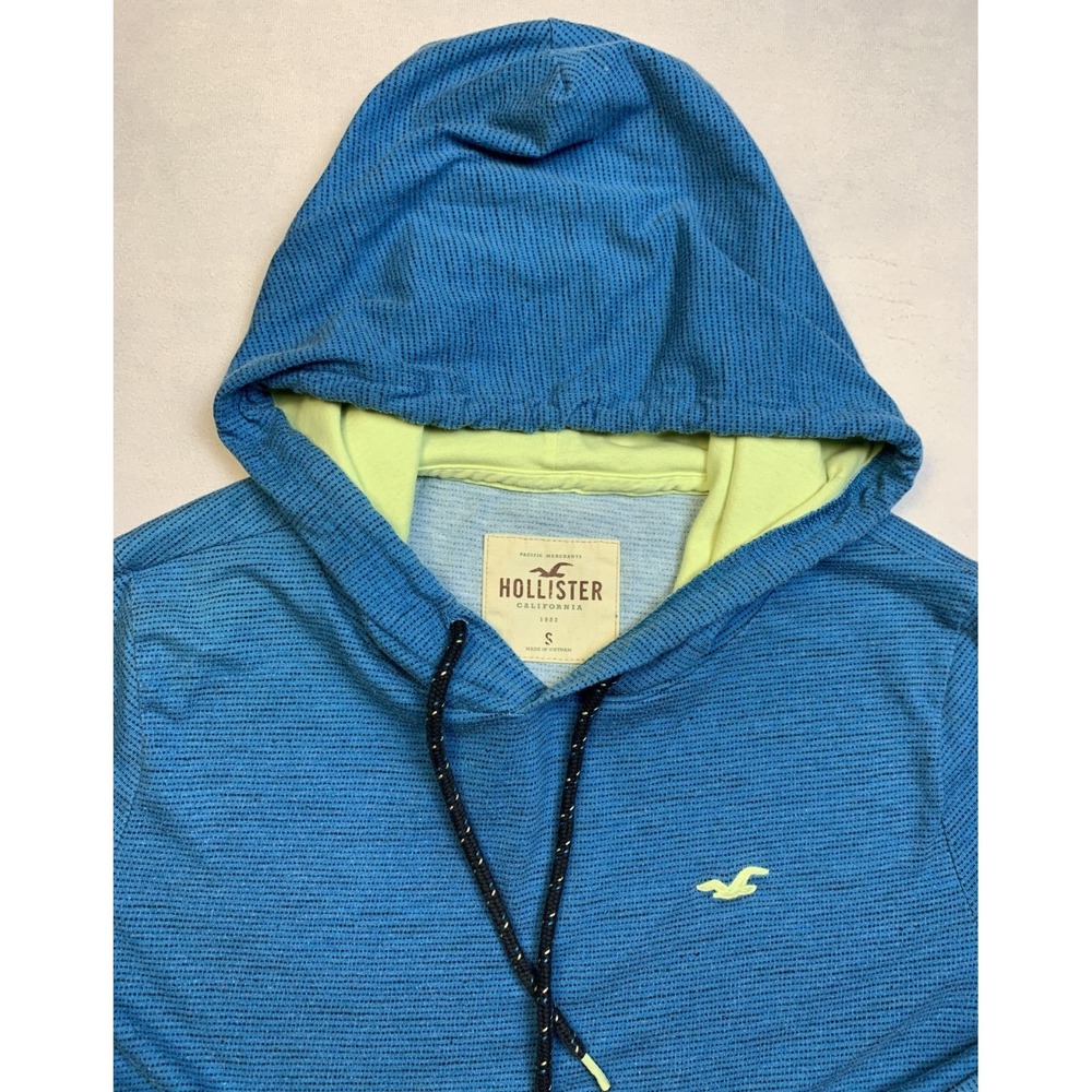 Hollister Hoodie Mens Small Blue Pullover Lightweight Logo Hooded Sweatshirt
